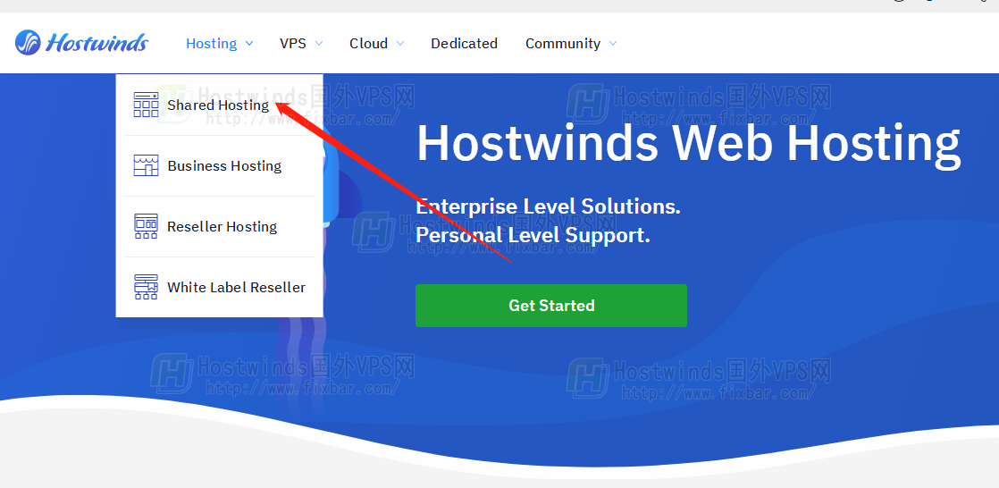Hostwinds官网链接进入首页