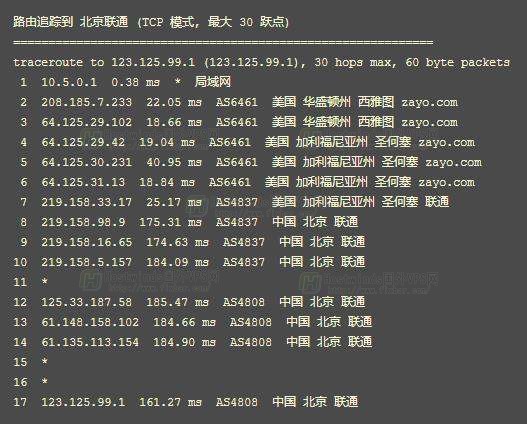 Hostwinds VPS 西雅图机房路由追踪