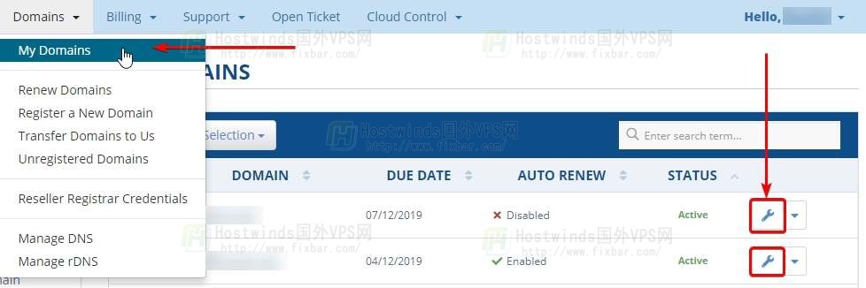 如何找到Hostwinds的域名服务器？