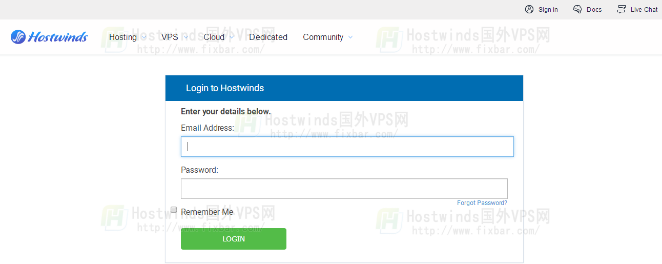登录Hostwinds账户