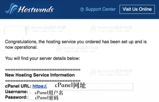 cPanel的网址以及用户名和密码